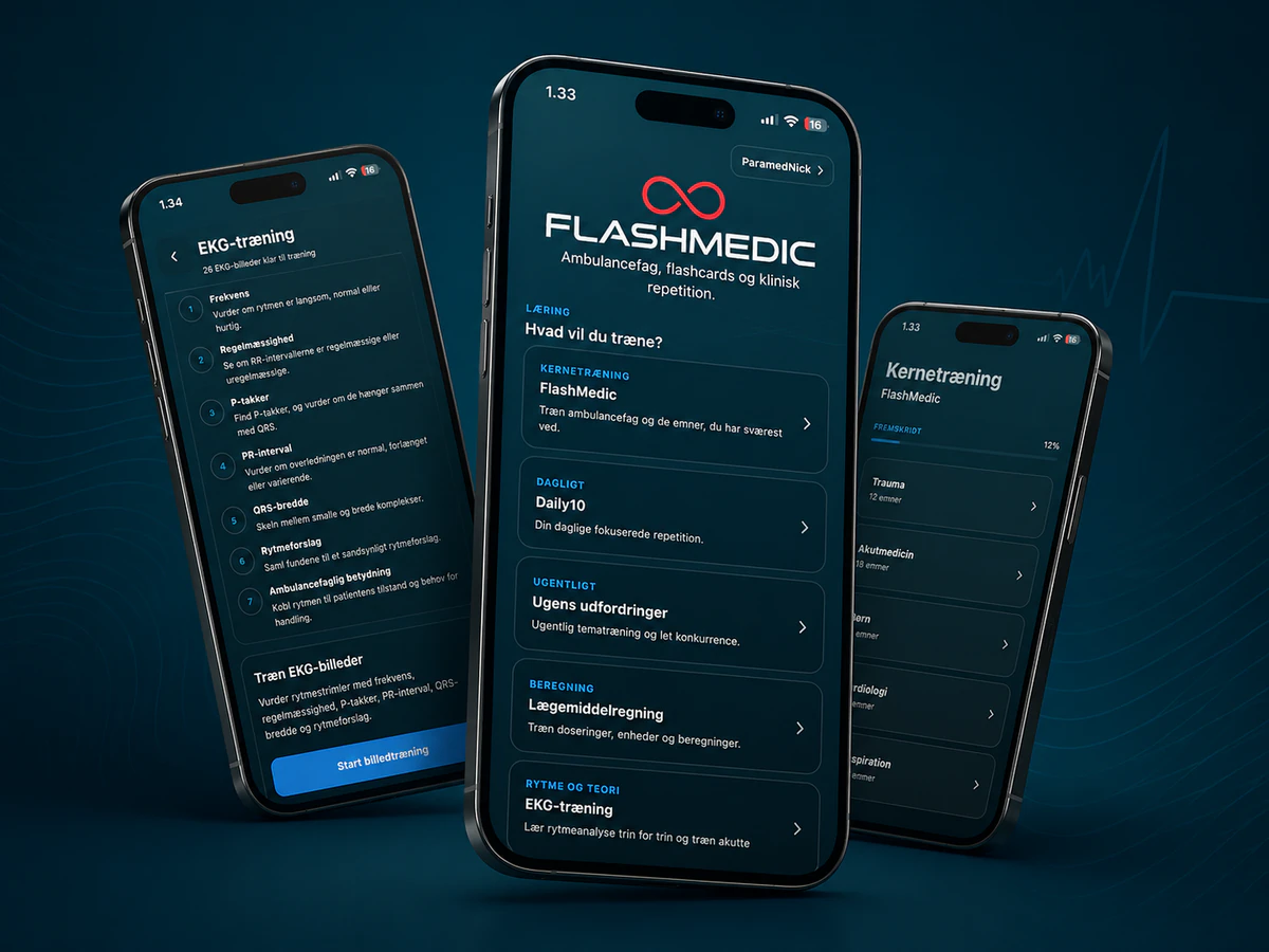 FlashMedic vist på smartphones med læring, EKG-træning og repetitionsværktøjer